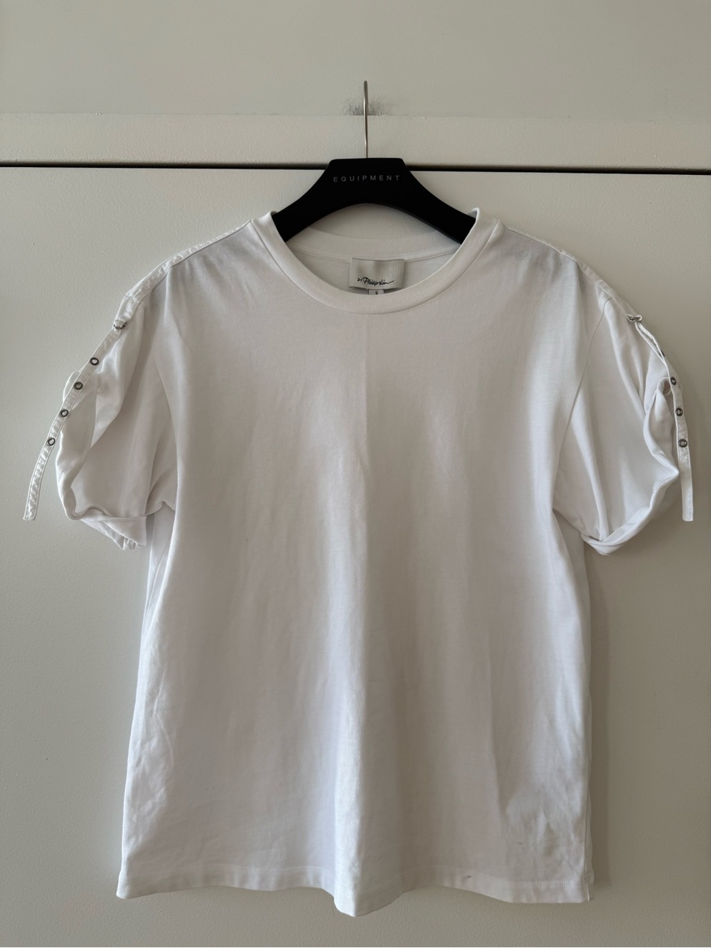 3.1 Philip Lim White Short Sleeve Tee with Grommet Detail